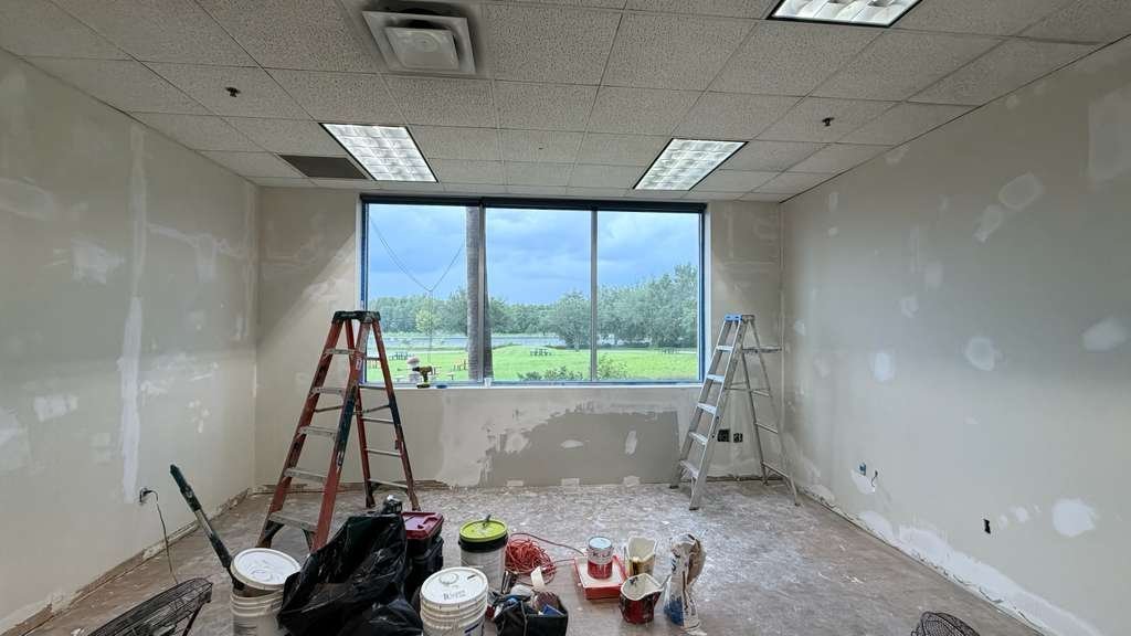 Walls patched and sanded, ready for primer